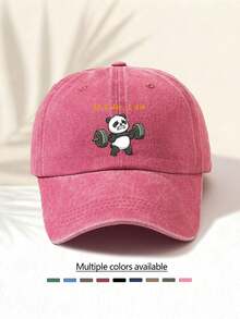 1pc Fashionable Casual Versatile Washed Baseball Cap With "If I Die, I Die Weightlifting Panda" Graphic Print, Unisex Essential Stylish Item For All Seasons, Great Gift For Family And Friends - Washed Cap - View 14