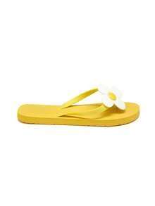 Trivaya Dép xỏ ngón đi biển họa tiết hoa xinh xắn dành cho nữ, phù hợp với trang phục mùa xuân hè. - Màu vàng - Xem 6