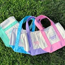 Canvas Tote Bag With , Multi-Pocket Women's Shoulder Bag, Multiple Pockets, Can Hold Daily Necessities, Travel Items And Work Supplies, Reusable, Casual Shopping Beach Bag, Versatile And Fashionable - 彩色 - 查看 7