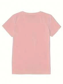 Camiseta de manga corta para mujer con estampado "THANK YOU JESUS", cuello redondo, lavable a máquina, cómoda, suave, transpirable, adecuada para primavera, verano y otoño. Holgada, casual, a la moda, ideal para uso diario, sencilla y versátil, tallas S-XXL. - rosa - Ver 2