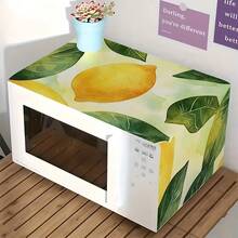 1pc Lemon & Leaf Pattern Oven Microwave Dust Cover, Oven Accessory, Kitchen Appliance Dust Proof Cover, Fresh Kitchen Decor, Watercolor Design, Easy To Clean, Non-Slip - Orange - View 2