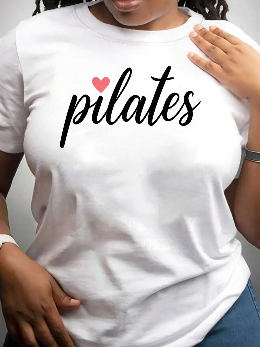 Women's High-Stretch T-Shirt, Made Of Thick Fabric - Black With White Lettering And A Red Heart Design, Round Neck And Short Sleeves, Machine Washable, Suitable For Both Formal And Casual Wear, Light And Soft Color. Gift Idea. - 白色 - 查看 1