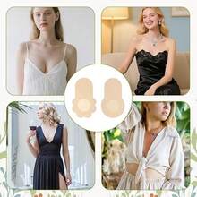 Sujetador sin costuras y sin espalda de viscosa, sujetador inalámbrico invisible con efecto push-up adecuado para tops de escote bajo y trajes de baño, para verano - Talla única para todos - Ver 7