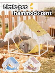 1pc Small Pet Hammock Tent, Guinea Pig Hideaway, Rabbit Hammock, Washable Small Animal Cage Shelter, Guinea Pig Tent, PVC Supported Rabbit Cage, Small Pet Supplies, Comfortable Breathable Sunshade Durable Easy To Clean, Perfect Gift For Your Furry Friends - A - View 10