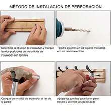 Perchero de Pared, Perchero Montado en la Pared, 5 Ganchos Dobles, Gancho Ajustable, para Colgar Abrigos, Sombreros, Bolsos, Llaves, Perchero Adecuado para, Dormitorio, Baño - Nogal claro - Ver 4