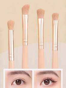 Portable 5-In-1 Makeup Brush Set With Mirror - Multicolor - View 9