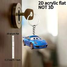 2D Flat Design - 1-Piece Disney "Cars" Collection: Sally & Lightning McQueen Blue Acrylic Keychain. A Perfect Holiday Gift, Decorative Key Charm, Car Key Fob, Or Accessory For Backpacks And Wallets. Ideal For Birthdays, Christmas, Thanksgiving, And Valentine's Day. Features: Party Favor, Holiday Decoration, Cute Design, Durable Acrylic, Flat Profile, Decorative Accessory. A Must-Have For Disney Fans And Party Planners! - Multicolor - View 8