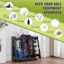 Gray Wooden Golf Bag Storage Rack - Grey - View 6
