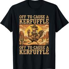 Off To Cause A Kerfuffle Frog Cowboy Chicken Funny T-Shirt - Negro - Ver 1