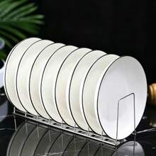 7-Slot Stainless Steel Pot Lid Organizer, Multi-Function Metal Storage Rack For Cutting Boards, Baking Molds And Kitchen Utensils, Space-Saving Draining Rack, Fits Cabinet Doors, Sinks, Countertops And Pantries, Practical Home Kitchen Storage Accessory - White - View 11