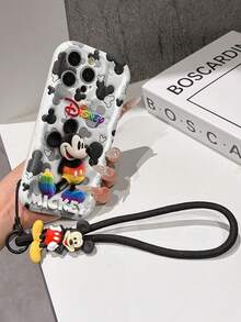This Disney Mickey Mouse Lanyard Phone Case Is Fully Covered In TPU Material. It's Shockproof, Lightweight, And Compatible With IPhone17/16/11/13/15/15 Plus/15 Pro/15 Pro Max/12/14 Pro Max/11 Pro Max/12 Pro/12 Pro Max/13. This Phone Case Makes A Popular Birthday Gift Or Business Gift; It's Durable, Stain- And Fingerprint Resistant, And Suitable For Both Men And Women. The Set Also Includes A Mickey Mouse Phone Case And A Mickey Mouse Plush Bracelet. It's A Perfect Gift For Friends And Family. This Stylish Phone Case Is Fun, Lightweight, And Durable. IPhone17 Pro Max Phone Case, Minnie Mouse Phone Case. - 白色 - 查看 4