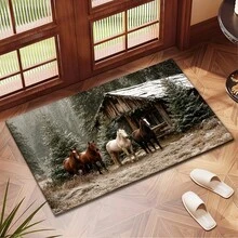 1pc Vintage Tree House Print Absorbent Mat/Dish Drying Mat - Polyester Absorbent Desktop Protective Mat With Rubber Anti-Slip Pad, For Kitchen Counter Decor, Home Bar And Dining Table - Multicolor - View 5