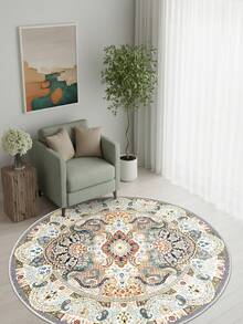 Modern Round Washable Non-Slip Area Rug – Thin Soft Living Room Carpet, Kitchen Rug & Runner, Decorative Rug - Multicolor - View 3