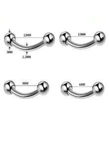 1 chiếc khuyên rốn/lông mày/môi/lưỡi bằng thép titan không gây dị ứng, cỡ 16G, kiểu dáng Punk Châu Âu và Mỹ, trang sức xỏ khuyên unisex cho rốn, ngón tay, xương quai xanh, sụn tai, núm vú. - Khuyên lông mày hai đầu bi - Xem 3
