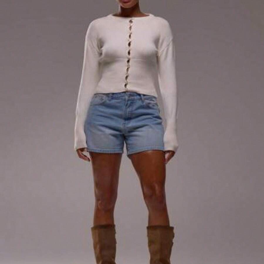 Mid Rise Relaxed Fit Denim Shorts Summer Cute Vacation 90's Y2k Holiday Ibiza Concert Festival Airport Back To School Streetwear Winter Nashville Casual Office Work Everyday Spring - Lavado ligero - Ver 1
