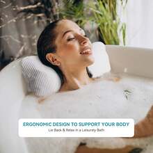 YUET Anti-Slip Non-Slip Bathtub Pillow Home Spa Bath Inflatable Cushion Head Neck Back Shoulders Rest Relax Suction Cup Bathroom Support For Hot Tub Luxurious Headrest - White - View 4