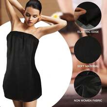 1/5/10pcs Disposable Women's Adjustable Closure Non-Woven Fabric Sauna Bathrobe - Black - View 2
