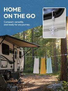 URBANWAVE Corde à linge portable d'extérieur avec 12 pinces, convient pour le camping, la randonnée et autres activités de plein air, corde de séchage résistante au vent et antidérapante, peut être utilisée dans les hôtels, à l'intérieur, les dortoirs, sans perçage requis pour la fixation murale, accessoire de voyage discret, facile à utiliser - 12 clips - Voir 5