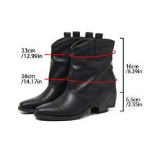 Black Zipper Decor Ankle Boots, Square Toe, Chunky Heel, Comfortable & Versatile For Office, Commute, Daily Wear, Vacation, New Spring/Autumn Fashion Mid-Calf Boots - Black - View 6