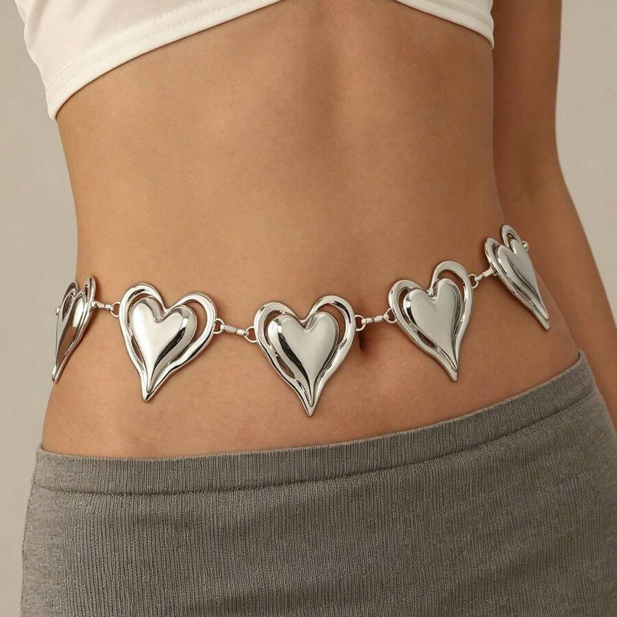New Arrival Fashion Accessories, Sexy Waist Chain With Hammered Texture Round Rings, Western Style Waist Chain With Textured Round Discs For Women - Silver 1 - View 1
