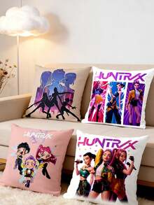 Hasbro K-POP 女團主題枕套，柔軟蓬鬆枕面，適用於沙發、臥室、宿舍或作為床鋪方形靠墊裝飾 - 多色 - 查看 2