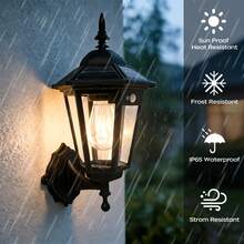 XCE|Solar Powered Outdoor Wall Lamp, Waterproof IP44 Courtyard Lamp For Outdoor Decoration, Battery Capacity 1800mAh,With 3 Modes Of Human Body Sensor For Dusk To Dawn Road Area Lighting - Suitable For Garage, Street, Courtyard, Wedding Lighting - 戶外壁燈 - 查看 9