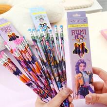 12 pièces/set Stylos marqueurs fluorescents double-pointe de dessin animé, cadeau pour filles, cadeau de haute valeur pour la rentrée scolaire/anniversaire/vacances [livraison aléatoire] - Multicolore - Voir 5