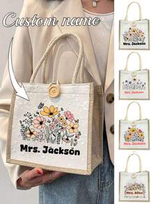 Customizable Tote Bag, Personalized Teacher's Day Gift, Thanksgiving Gift, Suitable Great Gift For Women, Mom, Teachers, Friends, Bridesmaids, Student - Multicolor - View 4