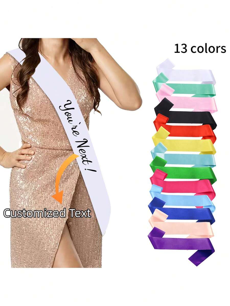 Custom Party Strap With Text, Custom Sash Personalized Sash With Logo Text, Bride To Be Sash, Bachelorette Sash, Custom Sashes For Pageants Birthday, - Multicolor - View 1