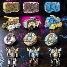 創意變形機器人坦克手指陀螺，辦公室紓壓殺時間玩具，青少年感官放鬆手指陀螺，適合各種節日派對禮物、問答獎品、團隊建設紀念品、萬聖節聖誕節感恩節禮物 / 全新變形機器人－機械變形機器人－紓壓玩具 - 彩色 - 查看 2