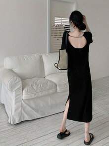 Women Long Dresses - Khaki - View 7