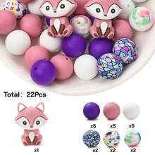 22/24/25pcs Colorful Animal Silicone & Acrylic Beads Set, DIY Jewelry Making Bracelet Necklace Phone Charm & Bag Decor Craft Supplies - Multicolor - View 21