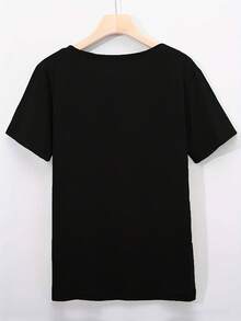 Camiseta Casual de Corte Holgado para Mujer con Estampado Gráfico del Árbol Yin Yang de las Cuatro Estaciones, Transpirable y Cómoda, de Algodón Puro, Manga Corta, Cuello Redondo con Estampado de Naturaleza Mística, Camiseta de Uso Diario Casual y Estilo Espiritual Urbano. - Negro - Ver 3