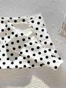 Falda corta de verano informal para mujer con cintura baja de unicolor - Blanco y Negro 3 - Ver 3