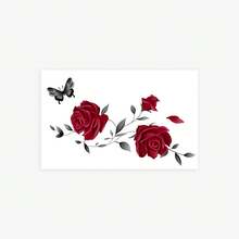 New Arrival Dark Personalized Waterproof Temporary Tattoos, Butterfly & Rose Floral Designs, Tattoo Stickers For Women - Multicolor - View 5