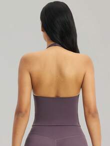 MASKERT Women's Sleeveless Backless Tank Top, Tennis Yoga Tank Top, Casual Fitness Running Tank Top, Multi-Functional Sportswear, Soft And Skin-Friendly - Purple - View 3