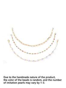 3/1pc Colorful Cubic Zirconia Chain Headband, Faux Pearl Beaded Hat Chain, Stackable Hat Accessory, Unisex Detachable Metal Chain, Suitable For DIY Mesh Baseball Cap (Hat Not Included) - Multicolor - View 5