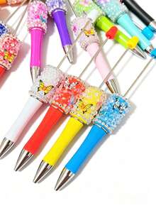 [30pcs] Includes 10 Cute Bow Bead Pens, Paired With 10 Extended Rods To Meet More Creative Needs, 10 Replacement Ink Refills For Reuse, Cute Desk Decor, Suitable For Gifts, Daily And Holiday Use - Multicolor - View 5