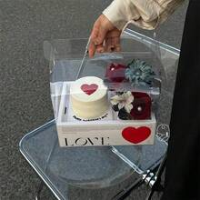 1pc Floral Decor Transparent Gift Packaging Box, Pink PVC Handbag Gift Box, Suitable For Home And Flower Shop Use, Applicable For Wedding, Back To School Season, Valentine's Day, Mother's Day - Transparent Flower Gift Box - View 12