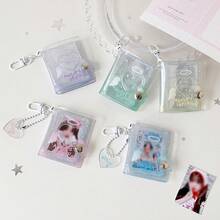 1 chiếc móc khóa album ảnh mini bằng nhựa PVC lấp lấp lánh hình thiên thần, sổ đựng ảnh 3 inch có cửa sổ hình trái tim và thiết kế cánh thiên thần, mặt dây chuyền đựng thẻ ID trong suốt lấp lánh dành cho người sưu tầm thần tượng, phụ kiện trang trí ba lô, quà tặng học sinh, quà tặng tựu trường. - Album lưu trữ thẻ - Xem 3