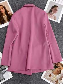 Frühling & Sommer Damen einfarbiger Langarm Doppelreiher Blazer, Kerbrevers | Ideal für Dates, Partys, Ausflüge & festliche Feiern - Hellrosa - Übersicht 4