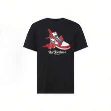 Nike Jordan Brand Men's Printed Comfortable Breathable Sweat-Absorbing Cotton Crew Neck Sporty Casual Short-Sleeve T-Shirt - Black - View 3