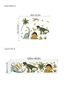1張多尺寸卡通裝飾牆貼，花卉兔子、紫色月亮女孩、帆船、錨、鯨魚、棕櫚樹、恐龍、閱讀狐狸，PVC自黏可移除牆貼，適用於兒童房、臥室、客廳、書房、餐廳、浴室，居家牆面裝飾 - 彩色 - 查看 8
