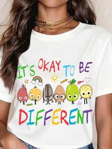 Camiseta Vintage con Lindos Personajes de Frutas, Estampado de Arcoíris, Sol y Corazón, Ideal para Niños y Adultos, Perfecta para el Día del Orgullo y Celebraciones. Camiseta de Moda para Mujer, Fresca y Cómoda. - Blanco - Ver 6