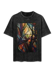 Camiseta Oriole Morning, camiseta de anime, ropa vintage, camisetas personalizadas, camisetas de entrenamiento para hombre de talla grande, camisetas estampadas, tops para hombre y mujer, unisex, cuello redondo, moda de verano, estampada, casual, retro, lavada, negra, de manga corta. - Negro - Ver 3