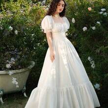 MOD Plus Size White Maxi Lace Ruffled Victorian Vintage Dress, Party Dress, Prom Dress, Exquisite Craftsmanship,Graduation Dress,Birthday Dresses For Women - Amarillo claro - Ver 9