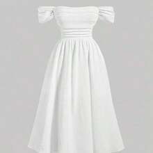 MOD White Off-Shoulder Ruffled Romantic Summer Dress, Plus Size,Graduation Dress,Birthday Dresses For Women,Corset Dress For Women - Blanco - Ver 1