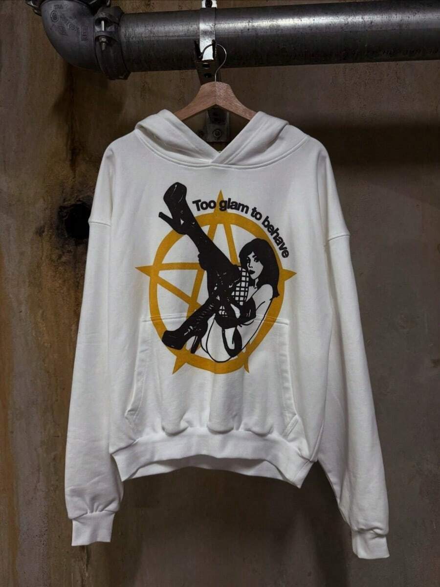 Personalized Printed Sweater Long-Sleeved Pullover Hoodie Retro Jacket Street  Y2k - YH229-1白色 - 查看 1