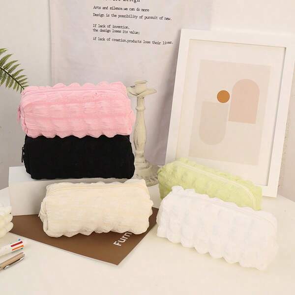 Cream Pencil Case, Cute Stationery Bag, High-Quality Pencil Box, Adorable 3D Heart Design + Cream Puff Pencil Case, Easy To Store Stationery And Coins. Sweet And Cute Essential For Students - Perfect For Back To School And Carrying Out, Can Store School Supplies, Pencil Case, Etc.