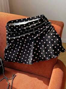 Minifalda acampanada fruncida con estampado de lunares para el verano - Multicolor - Ver 8